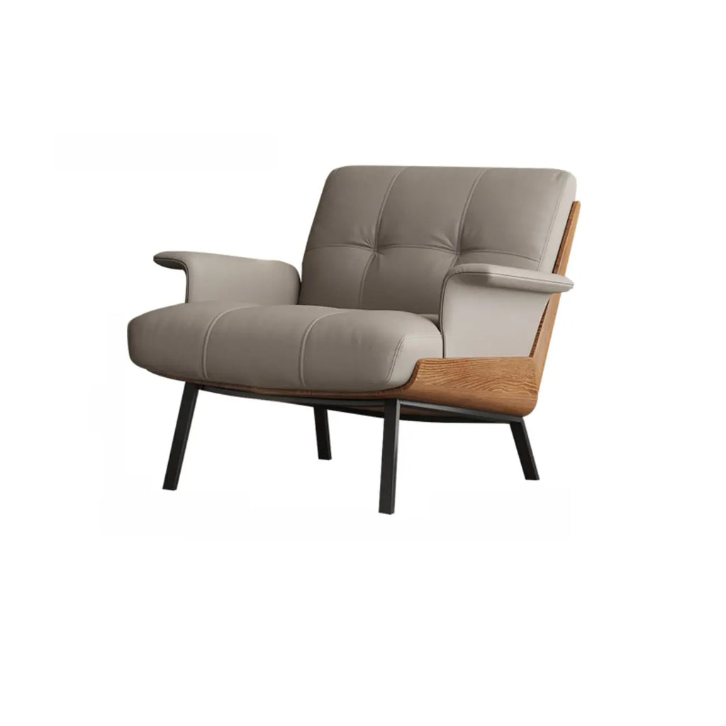 Modern Tufted Microfiber Leather Accent Chair with Arms