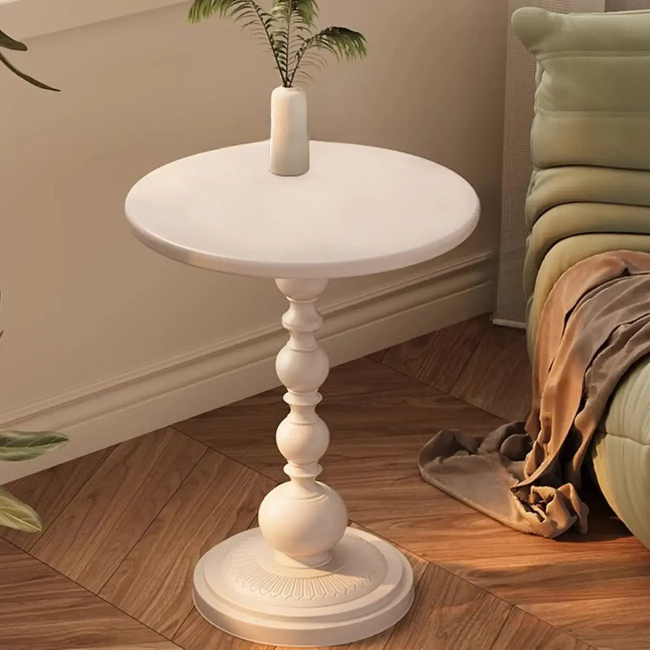 Modern Classic Iron Pedestal End Table Black-White