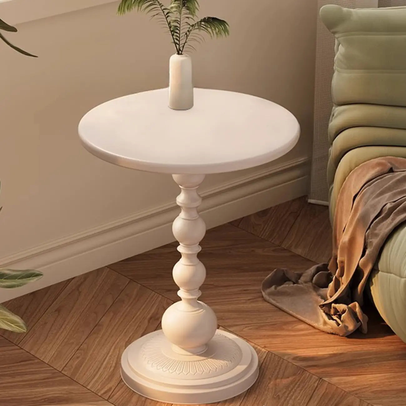 Modern Classic Iron Pedestal End Table Black-White