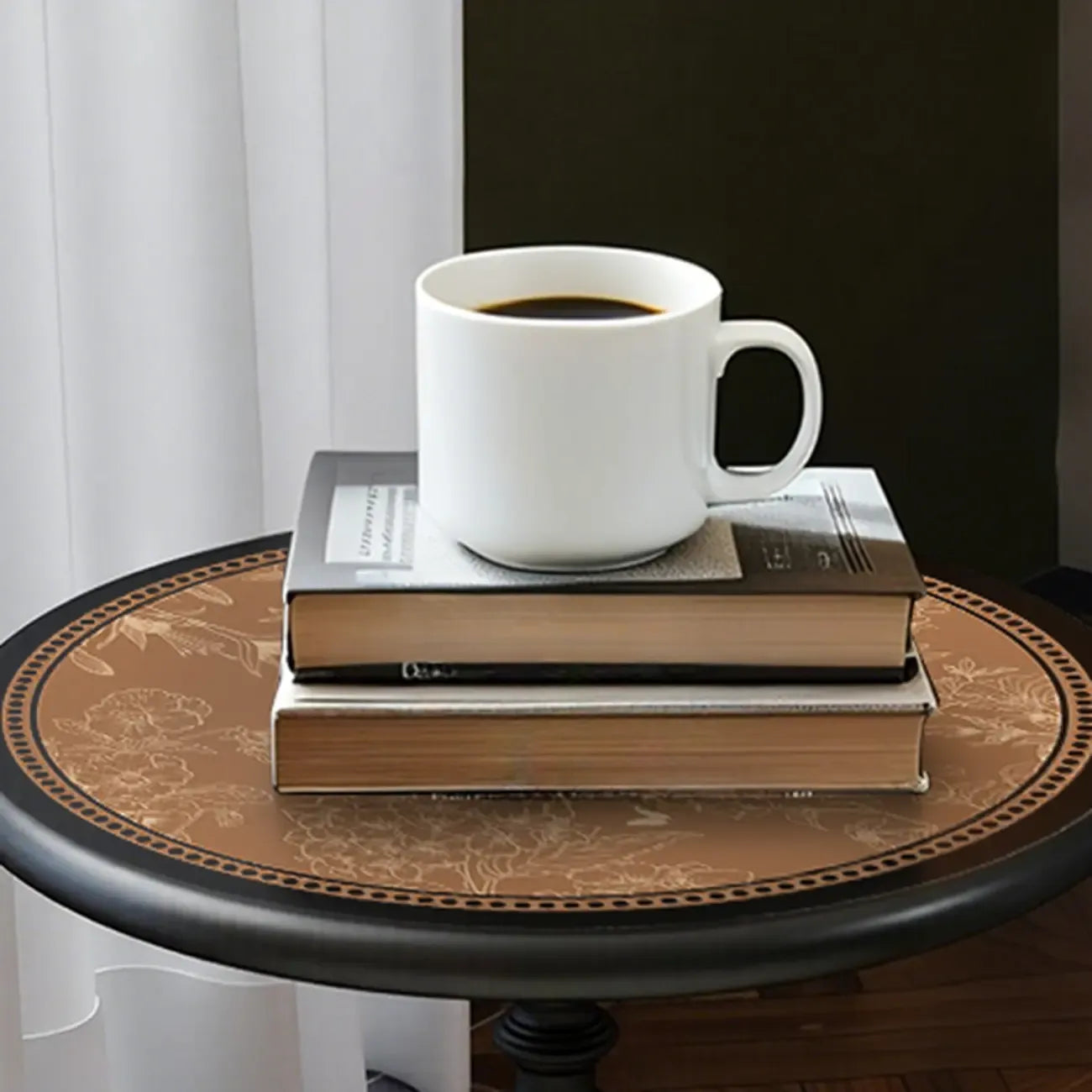Modern Classic Iron Pedestal End Table Black-White