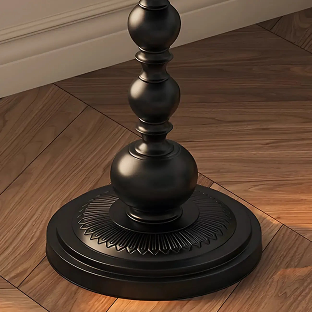 Modern Classic Iron Pedestal End Table Black-White