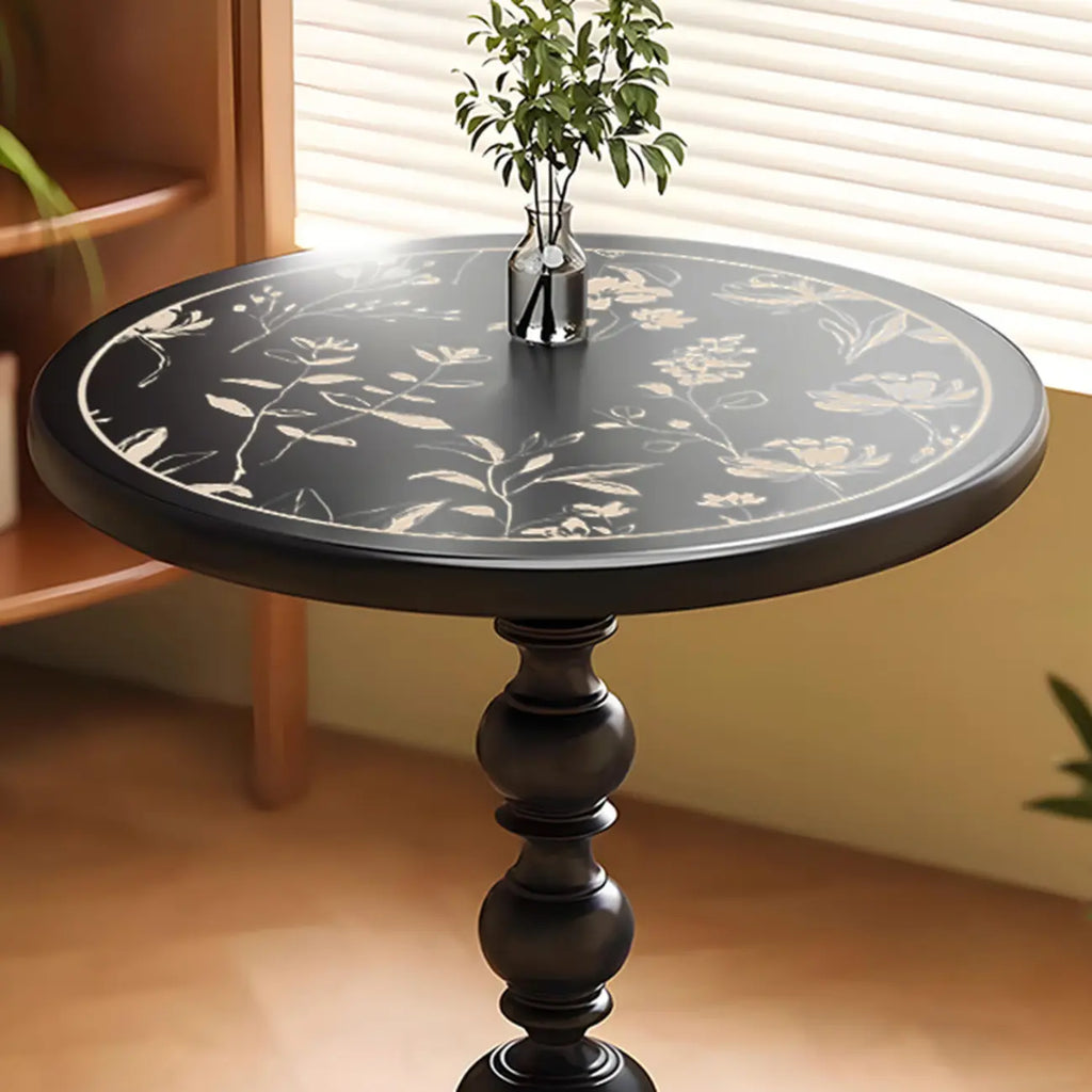 Modern Classic Iron Pedestal End Table Black-White