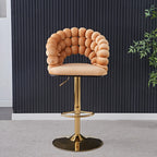 Glam Swivel Saddle Fabric Adjustable Height Bar Stool with Arms