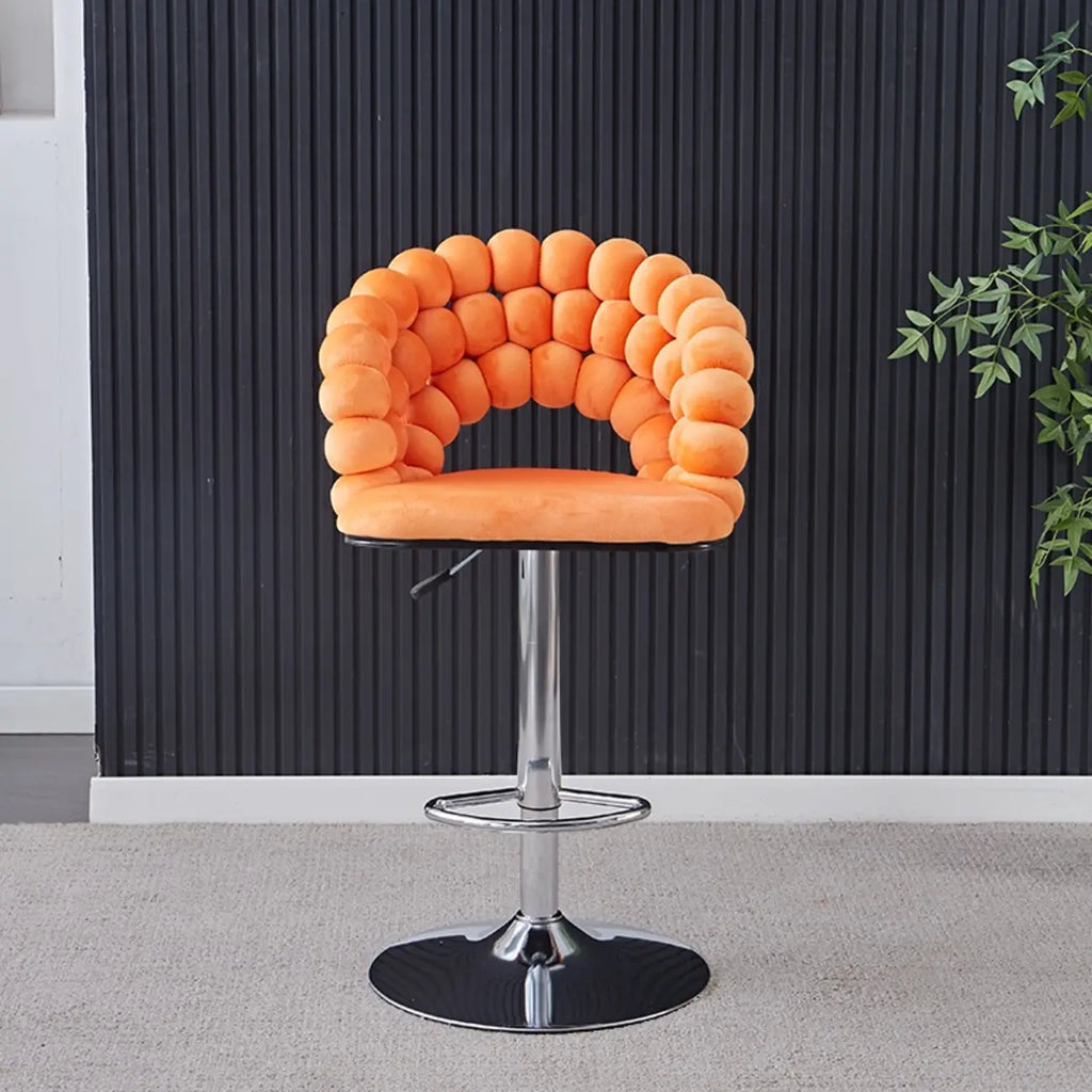 Glam Swivel Saddle Fabric Adjustable Height Bar Stool with Arms