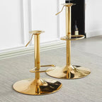 Glam Swivel Saddle Fabric Adjustable Height Bar Stool with Arms