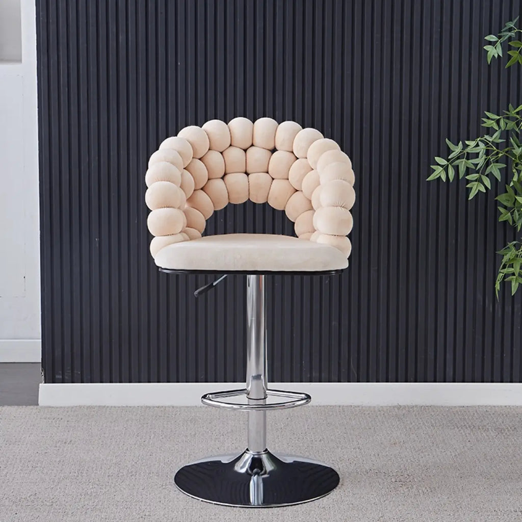 Glam Swivel Saddle Fabric Adjustable Height Bar Stool with Arms