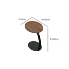 Living Room Brown Wood Top Metal C Shaped Side Table