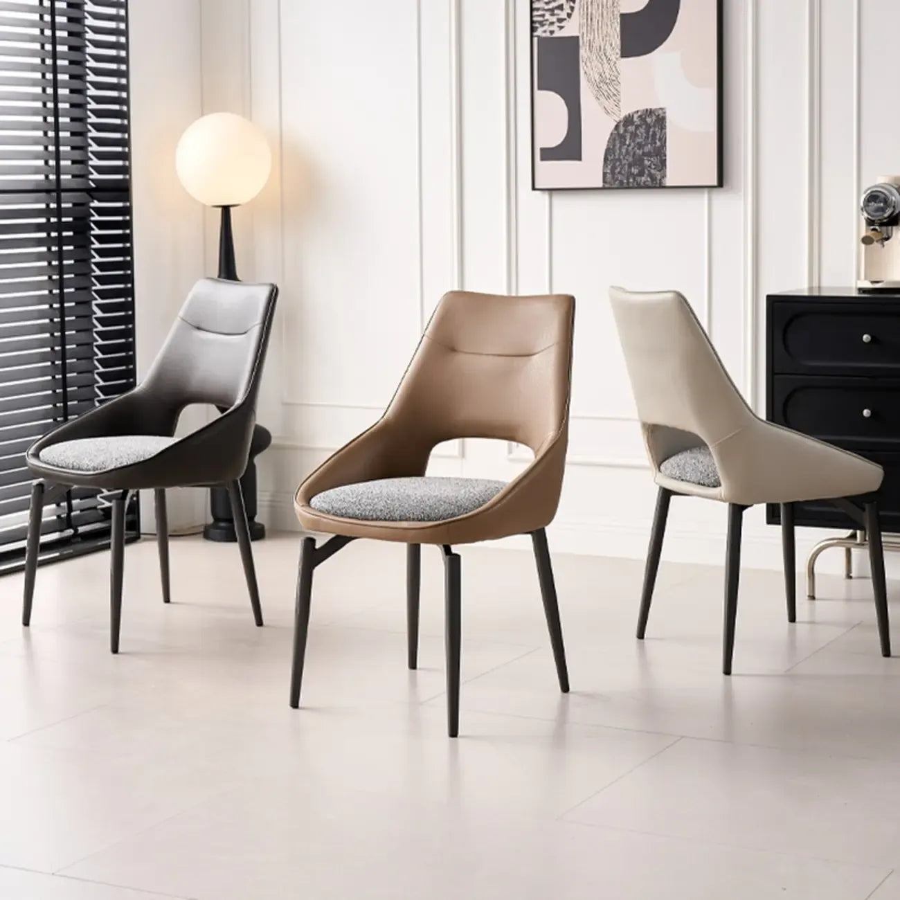 Modern Upholstered Open Back Armless Dining Chair