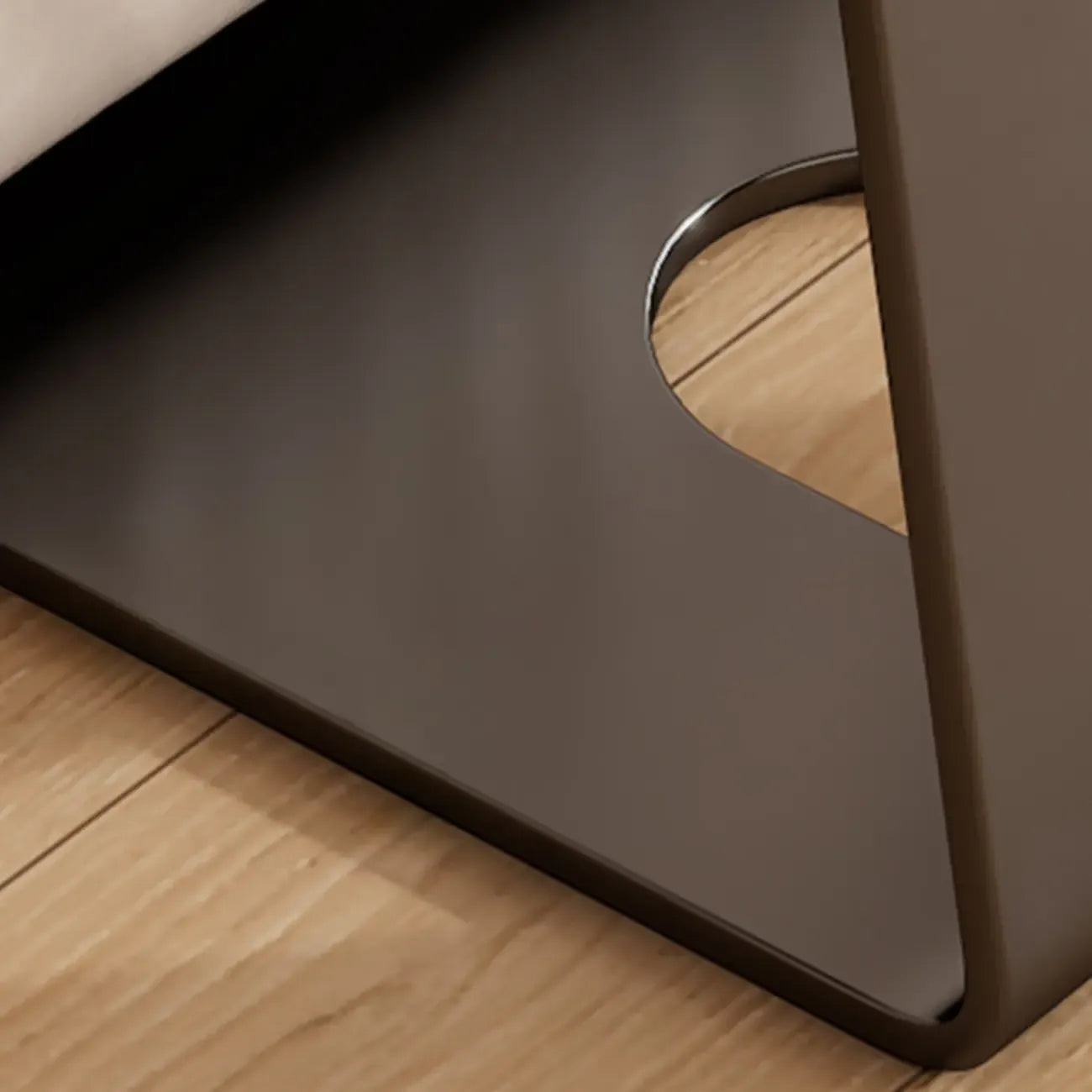 Minimalist Brown Rectangle Ash Wood C-shaped Side Table