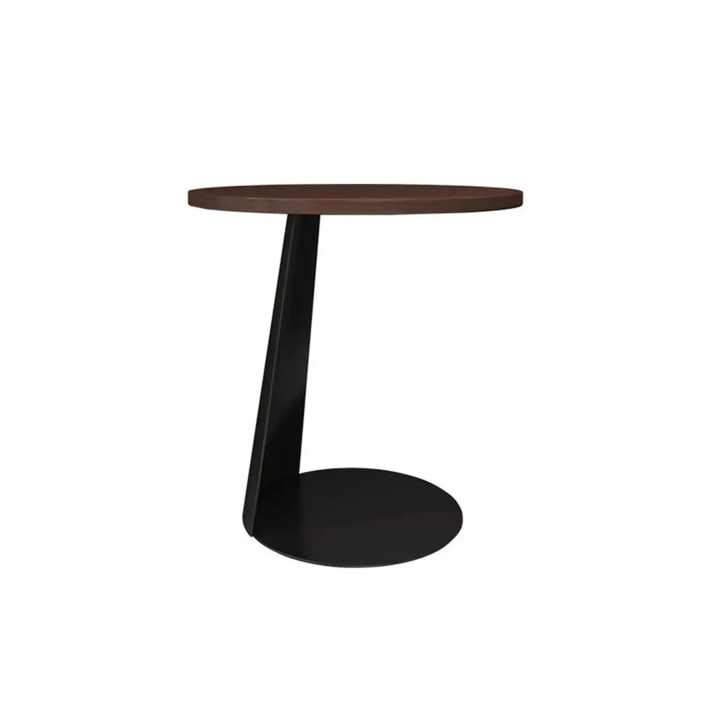 Modern Brown Ash Wood Round Chairside C Shaped Table