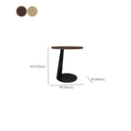 Modern Brown Ash Wood Round Chairside C Shaped Table