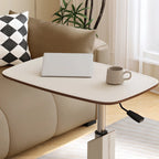 Adjustable Height Walnut Wood C Table for Living Room