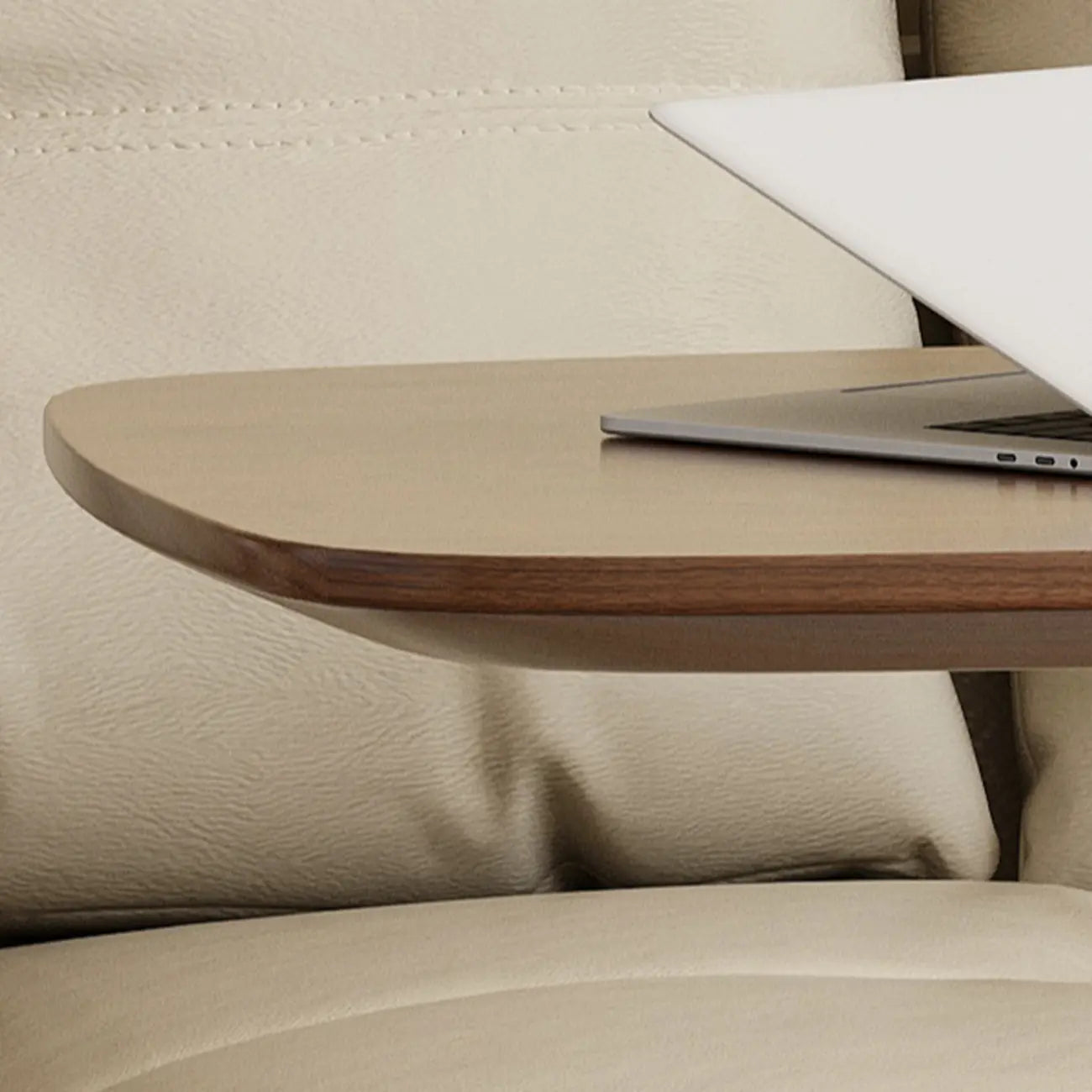 Adjustable Height Walnut Wood C Table for Living Room