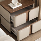 Art Deco Wood Top 2 Drawer Storage Nightstand