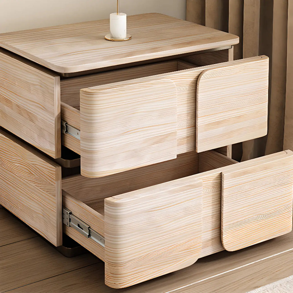 Art Deco Wood Top 2 Drawer Storage Nightstand