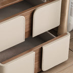 Art Deco Wood Top 2 Drawer Storage Nightstand