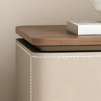Art Deco Wood Top 2 Drawer Storage Nightstand