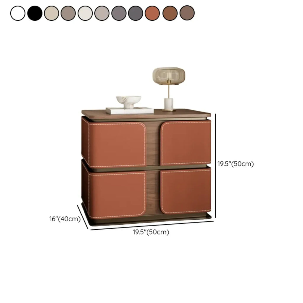Art Deco Wood Top 2 Drawer Storage Nightstand