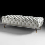 Contemporary White Tufted Upholstered Bedroom Bench
