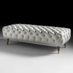 Contemporary White Tufted Upholstered Bedroom Bench