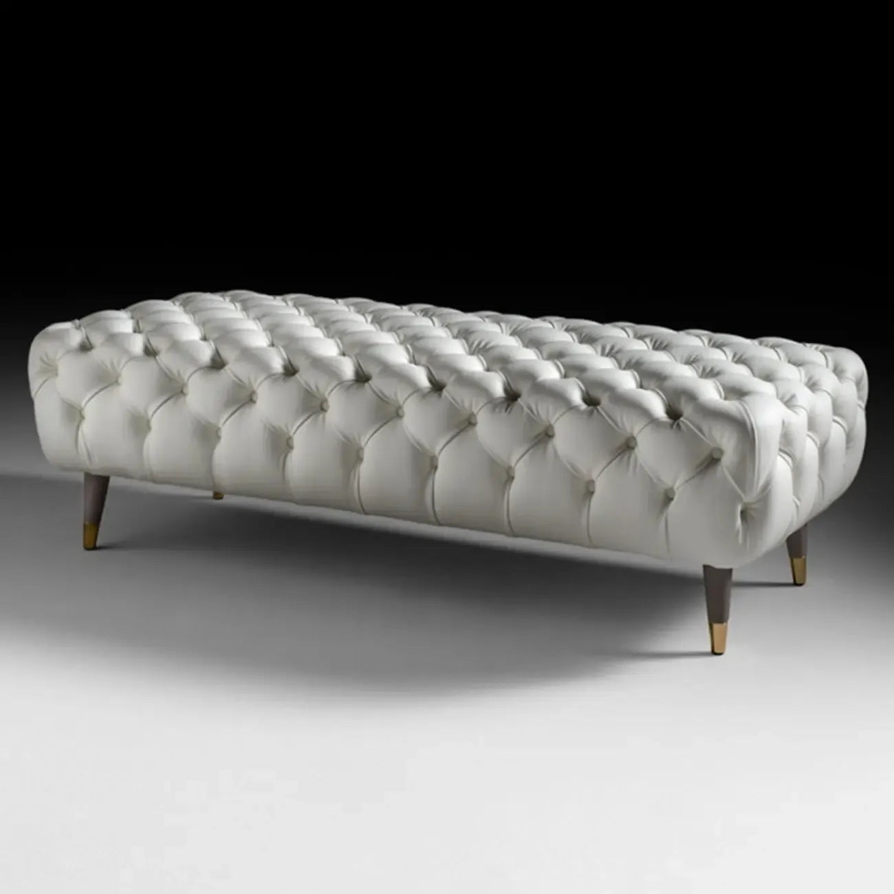 Contemporary White Tufted Upholstered Bedroom Bench
