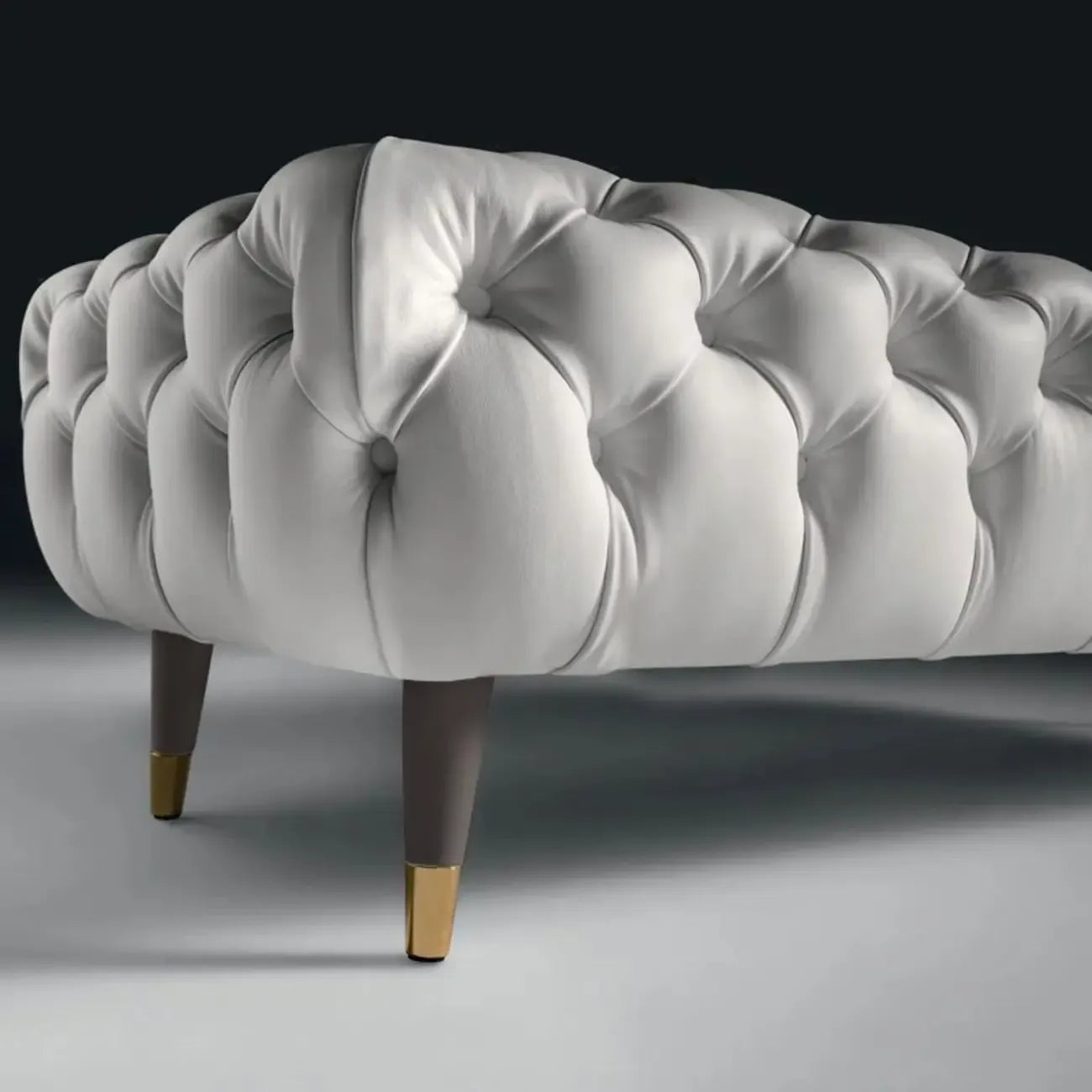 Contemporary White Tufted Upholstered Bedroom Bench