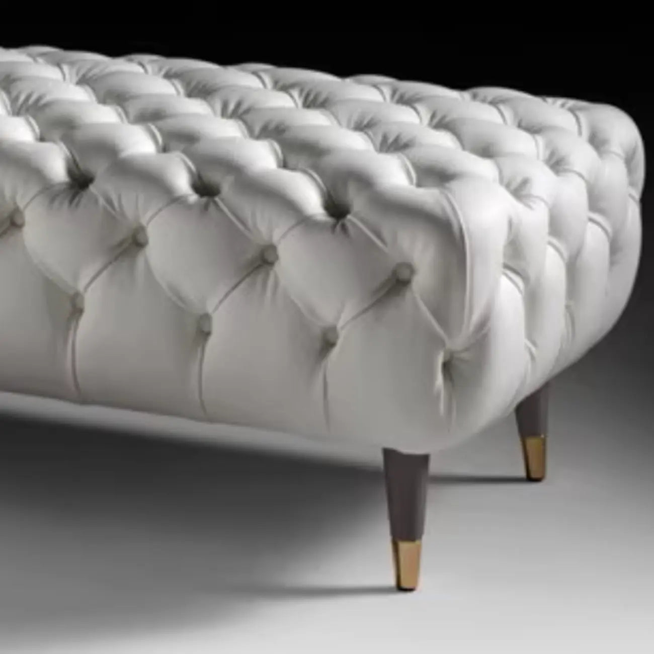 Contemporary White Tufted Upholstered Bedroom Bench