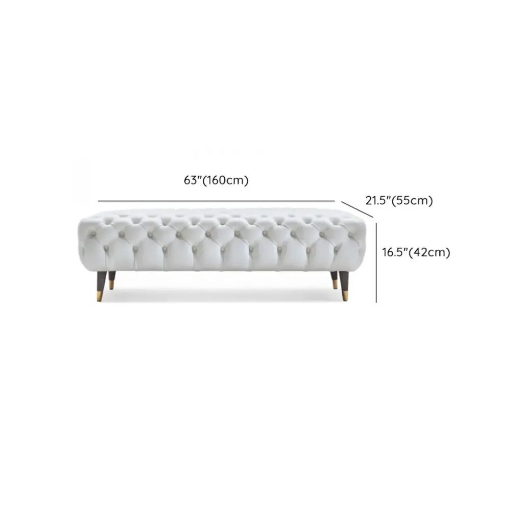 Contemporary White Tufted Upholstered Bedroom Bench
