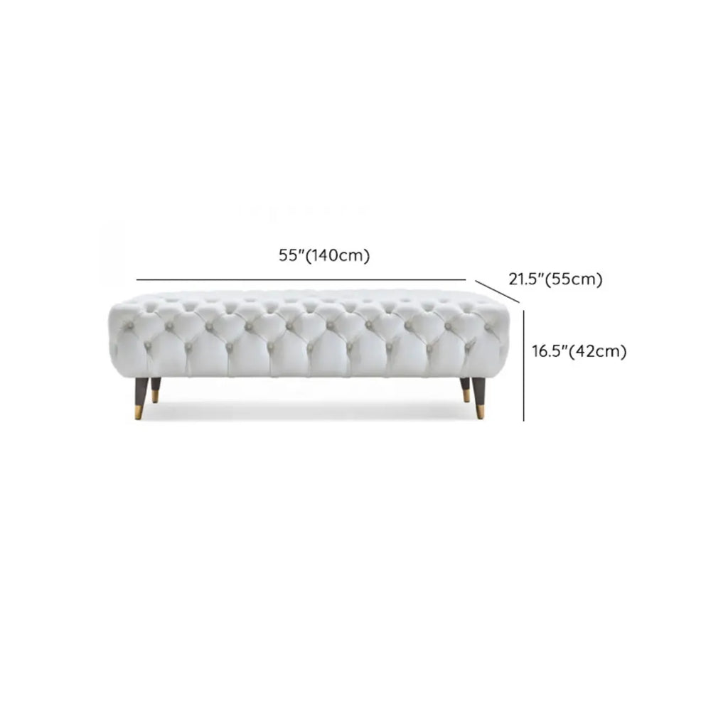 Contemporary White Tufted Upholstered Bedroom Bench