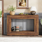 Vintage Wood Console Table Rectangular with Shelf