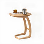 Minimalist C Shaped Natural Wood Living Room Side Table