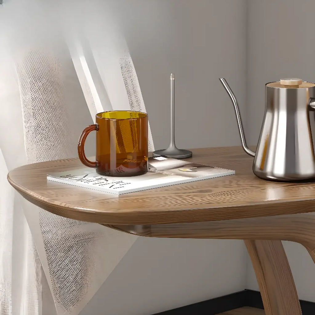 Minimalist C Shaped Natural Wood Living Room Side Table