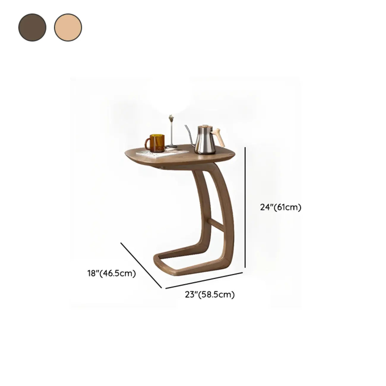 Minimalist C Shaped Natural Wood Living Room Side Table