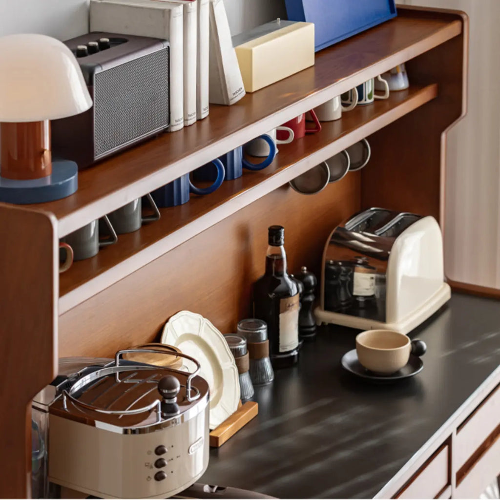 Modern Wooden Buffet Table with Storage Cabinets