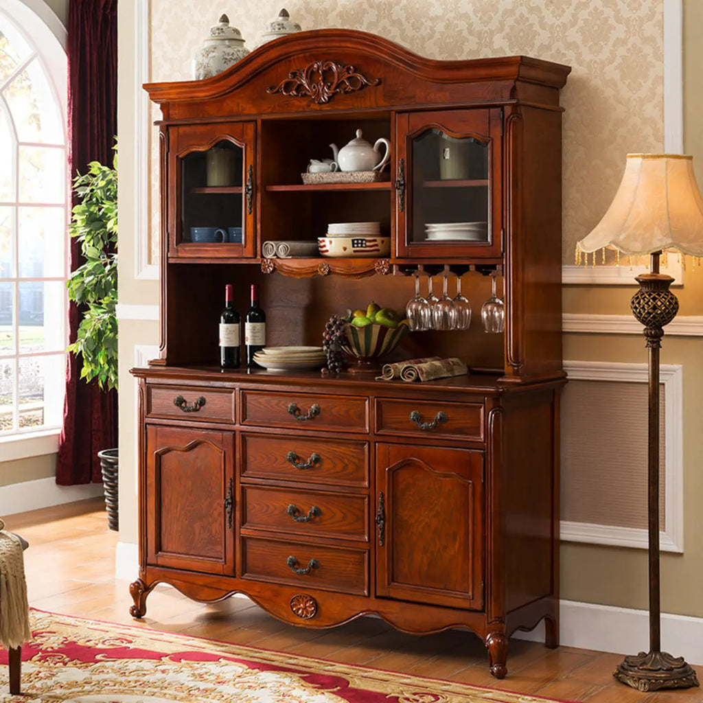Modern Brown Wood Buffet with Adjustable Shelves