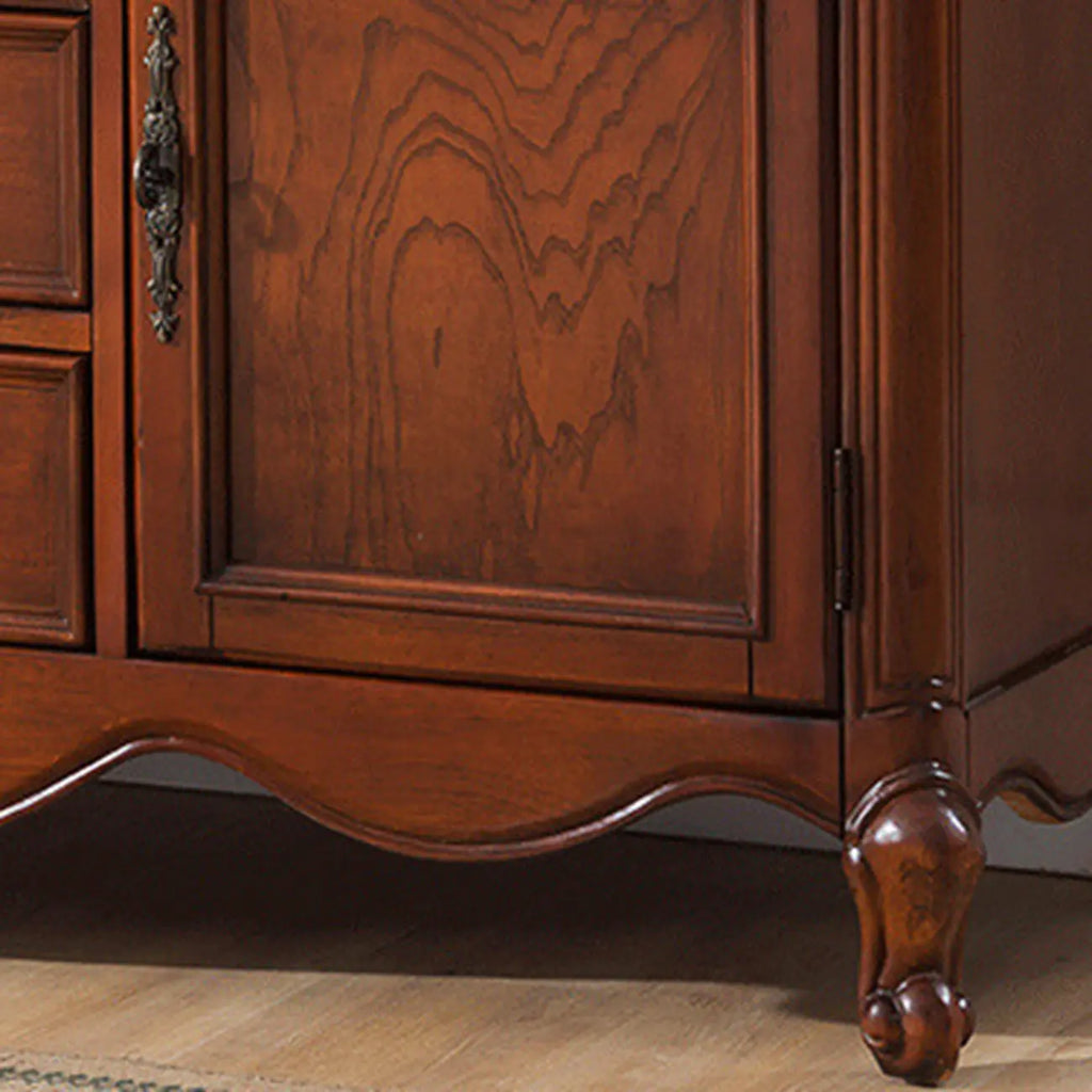 Modern Brown Wood Buffet with Adjustable Shelves