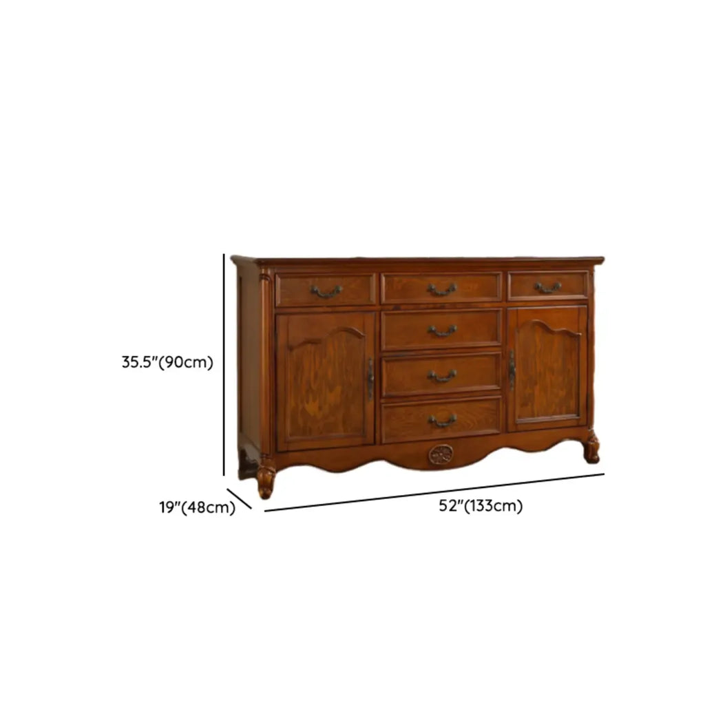 Modern Brown Wood Buffet with Adjustable Shelves