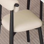 Elegant Low Back Upholstered Faux Leather Dining Chair