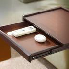 Rolling Rectangle Wooden C Shaped Side Table With Drawer