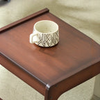 Rolling Rectangle Wooden C Shaped Side Table With Drawer