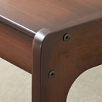 Rolling Rectangle Wooden C Shaped Side Table With Drawer
