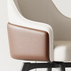 Modern Faux Leather Swivel Arm Dining Chair with Solid Back