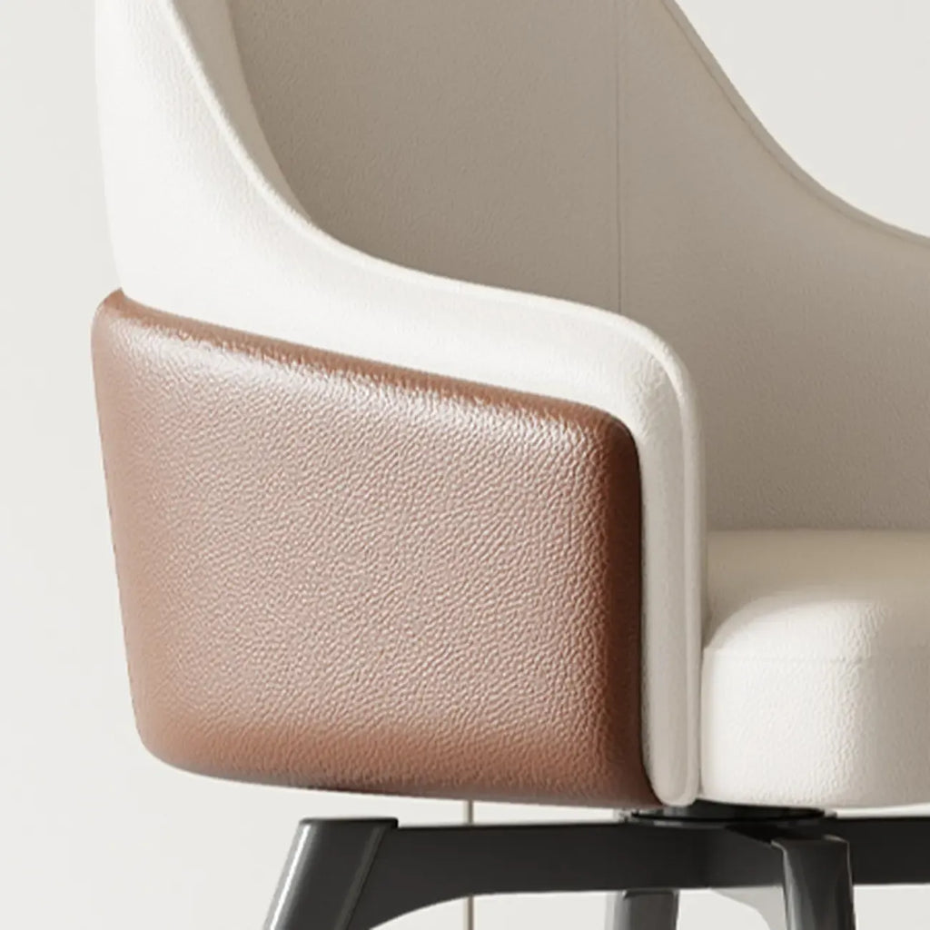 Modern Faux Leather Swivel Arm Dining Chair with Solid Back