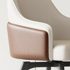 Modern Faux Leather Swivel Arm Dining Chair with Solid Back