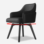 Modern Faux Leather Swivel Arm Dining Chair with Solid Back
