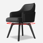 Modern Faux Leather Swivel Arm Dining Chair with Solid Back
