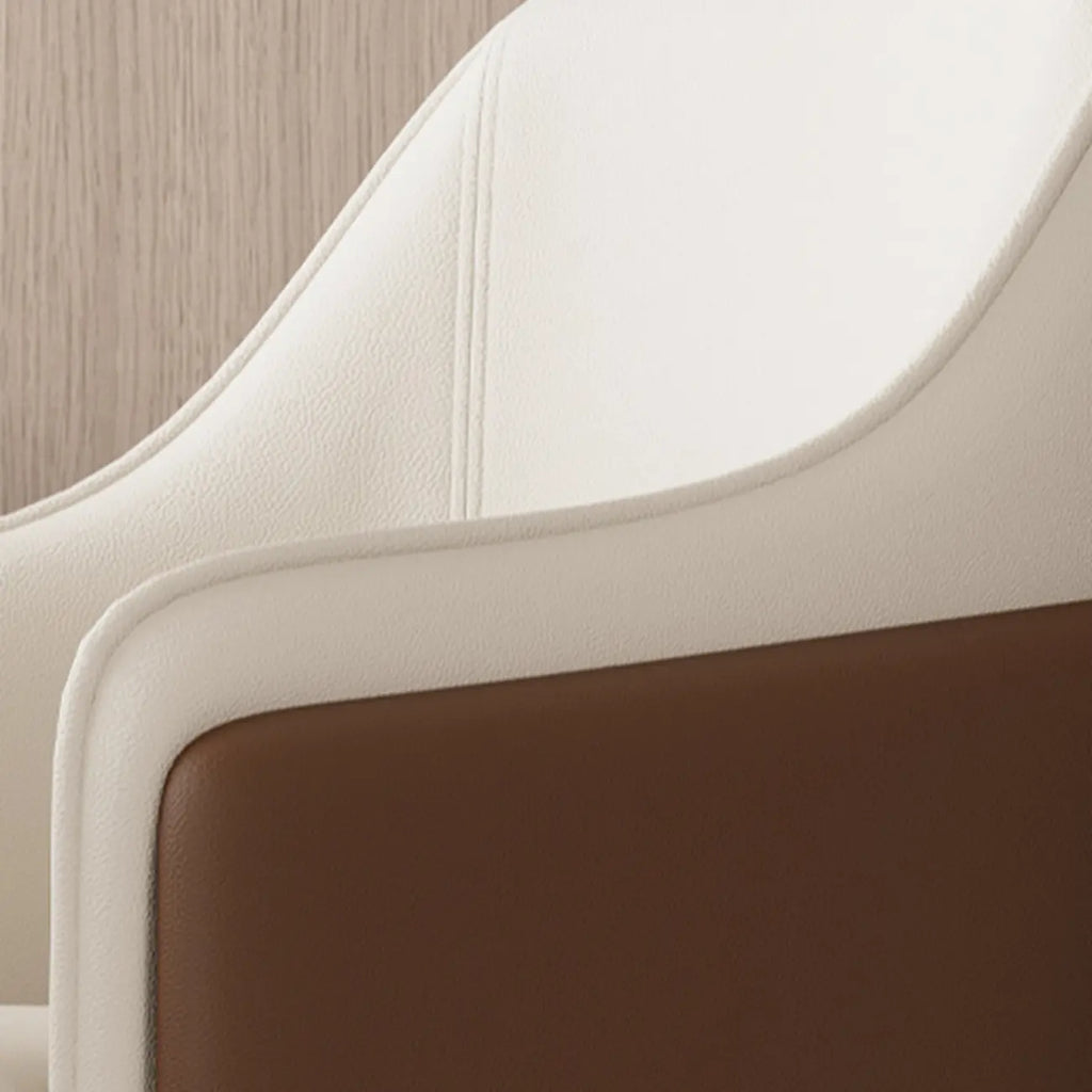 Modern Faux Leather Swivel Arm Dining Chair with Solid Back