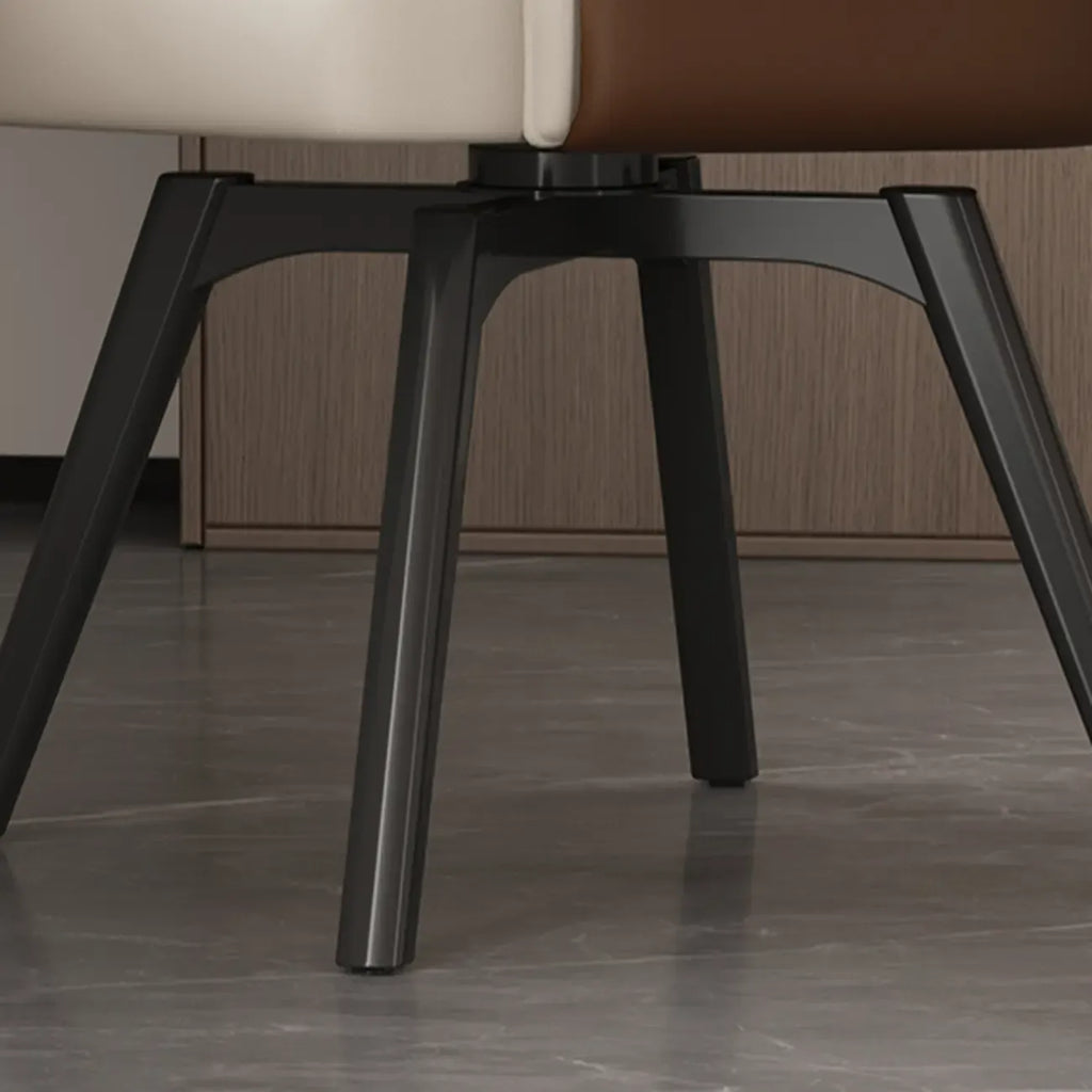 Modern Faux Leather Swivel Arm Dining Chair with Solid Back