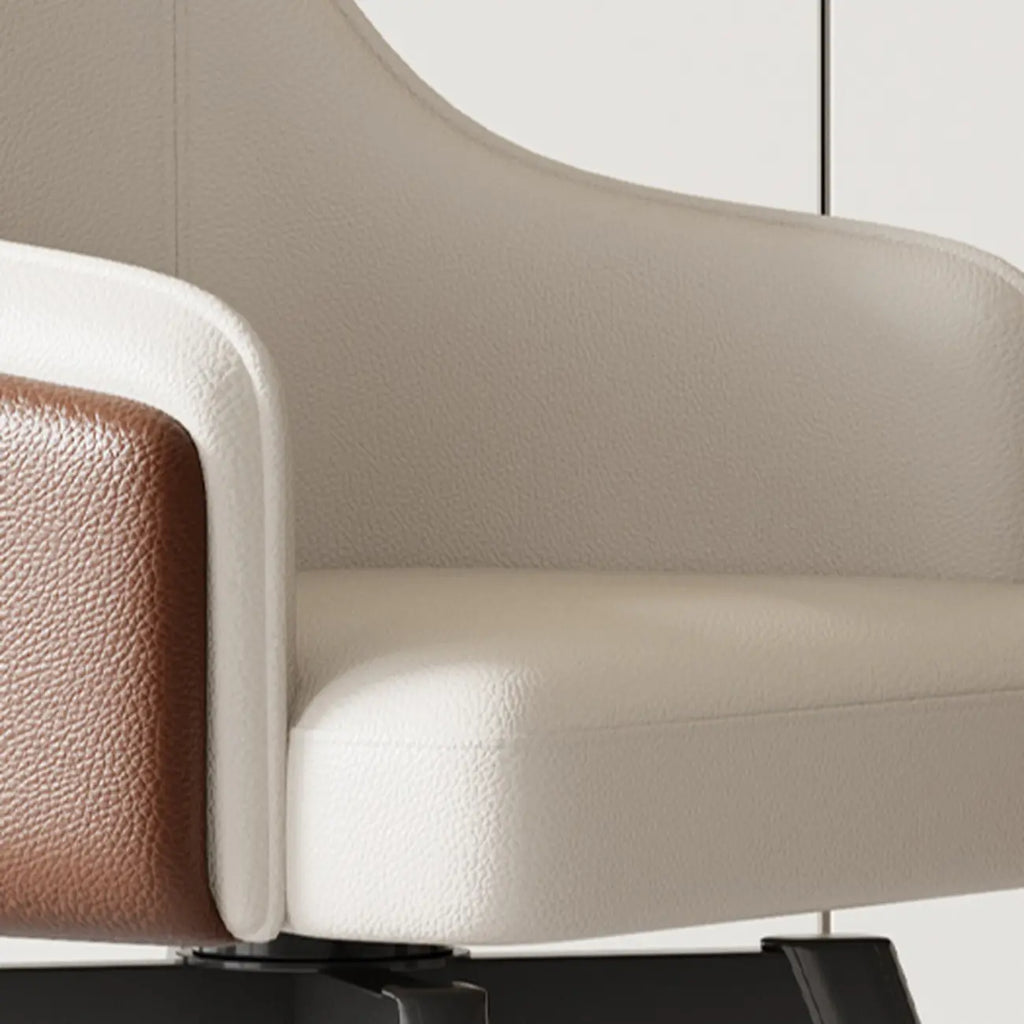 Modern Faux Leather Swivel Arm Dining Chair with Solid Back