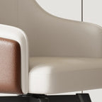Modern Faux Leather Swivel Arm Dining Chair with Solid Back